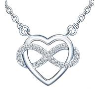 MicVivien Collana con Ciondolo Cuore infinito in Argento 925, Pendente Infinito Argento con Zirconia Cubica Collana Donna Gioielli per Mamma Fidanzata Moglie