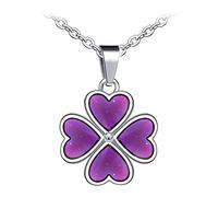MicVivien Collana con Medaglione a Cuore/Ciondolo Quadrifoglio/Farfalla/Stella, Collana Che Cambia Colore per Bambini Collana con Rilevamento di Temperatura Ciondolo con Catena 50cm in Acciaio Inox