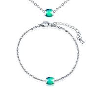 MicVivien Collana e Bracciale Cambia Colore con Ciondolo Perla Perlina per Donna Ragazze, Gioielli Emozioni Rilevamento di Temperatura in Acciaio Inox