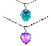 MicVivien Collana Emozioni Ciondolo Cuore Cambia Colore per Donna Ragazza, Collane con Ciondolo Vintage a Forma di Cuore Rilevamento di Temperatura in Acciaio Inox