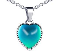 MicVivien Collana Emozioni Ciondolo Cuore Cambia Colore per Donna Ragazza, Collane con Ciondolo Vintage a Forma di Cuore Rilevamento di Temperatura in Acciaio Inox