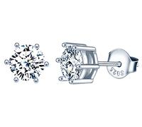 MicVivien Orecchini a Bottone 925 Argento Sterling Zirconi Simulato Diamante Orecchini a lobo Orecchini Brillante Stud Orecchini per Donna Uomo 6mm