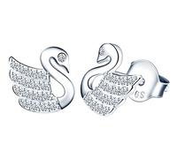 MicVivien Orecchini a cigno in argento sterling 925 con zirconi blanco, orecchini a bottone orecchini di cigno per donna ragazza