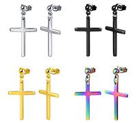 MicVivien orecchini a sfera con pendente croce, orecchini in acciaio inossidabile per uomo donna, orecchini a pallina tonda con croce orecchini pendenti