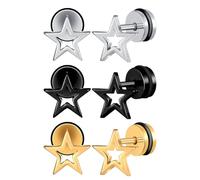 MicVivien Orecchini da uomo in acciaio inox, a forma di stella, ipoallergenici, pentagramma, gioielli per donne punk, Acciaio inossidabile, Non pietra preziosa