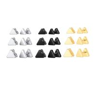 MicVivien Set di 3 paia di orecchini a perno piatti a forma di triangolo, in acciaio inox, da uomo e donna, con chiusura a vite, calibro 16, per cartilagine, trago, ipoallergenici, 6 mm, 7 mm, 8 mm