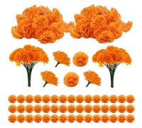 Micvtve Ghirlanda di calendula per il giorno dei morti, set di decorazioni da 1,5 m, 10 LED a batteria, 50 fiori artificiali di calendula con steli per decorazioni Diwali