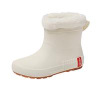 Mid Barrel Stivali da pioggia Studente Caldo Antiscivolo Usura Plus Velvet Scarpe da Acqua Scarpe di Gomma Largo Cafe Stivali da Pioggia Donne, D, 37.5 EU