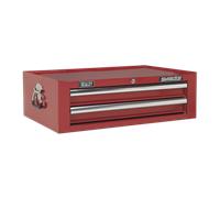 Mid-Box 2 Cassetto con Sfera Cuscinetto Guide - Rosso - Sealey AP26029T Nuovo