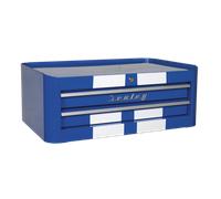 Mid-Box 2 Cassetto Stile Retrò - Blu Con Strisce Bianche - Sealey AP28102BWS