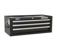 Mid-Box 3 Cassetto con Sfera Cuscinetto Guide - Nero - Sealey AP33339B Nuovo