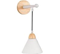 Mid Century Bedroom Bedside Wall Sconces Modern Simple White Glass Shade Wall Lamps with Wood Finish Adjustable Wire Wall Light for for Living Room Dining Room