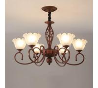 Mid Century Foyer Milk Glass Flower Chandelier Oil Rubbed Bronze Farmhouse Ceiling Pendant Light Industrial Rustic Hanging Lamp for Bedroom Living Dining Room