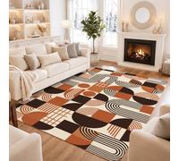 Mid-Century Geometrico Arco Pattern Forme Area Tappeto 5' X 7' | Stile moderno della metà del secolo, toni caldi della terra, motivi astratti ad arco, stampa grafica minimalista