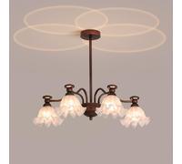 Mid Century Milk Glass Oil Rubbed Bronze Flower Chandelier Sputnik Farmhouse Rustic Ceiling Pendant Light Fixture for Bedroom Living Dining Room Kitchen Island Foyer