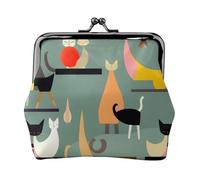 Mid-Century Modern Art Cats Print Vintage Leather Change Purse Elegante piccolo portamonete per le donne portamonete portafoglio mini