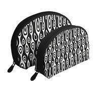 Mid-Century Modern Art Polka Cat 2 Pz Cosmetici Borse Viaggio Trucco Pochette Portatile Pochette Borsa Da Toilette Borsa per le Donne, Simboli mistici in bianco e nero, Taglia unica