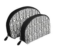 Mid-Century Modern Art Polka Cat 2 Pz Cosmetici Borse Viaggio Trucco Pochette Portatile Pochette Borsa Da Toilette Borsa per le Donne, Simboli di arte medievale grigio, Taglia unica