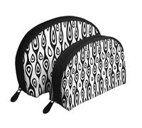 Mid-Century Modern Art Polka Cat 2 Pz Cosmetici Borse Viaggio Trucco Pochette Portatile Pochette Borsa Da Toilette Borsa per le Donne, Simboli mistici di arte medievale, Taglia unica
