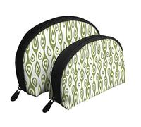 Mid-Century Modern Art Polka Cat 2 Pz Cosmetici Borse Viaggio Trucco Pochette Portatile Pochette Borsa Da Toilette Borsa per le Donne, Simboli di arte medievale verde, Taglia unica