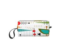 Mid-Century Modern Astratto Arte Atomica Babbo Natale Pupazzo di neve Portamonete Portapenne Pochette da Polso Portafogli Borsa Portaoggetti Portatile Cosmetici Borse con Cerniera, Come nella foto,