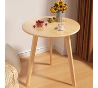 Mid Century Modern Coffee Table,Small Round Side Table,Nightstands End Table with Wood Legs for Living Room, Bedroom, Small Spaces(80x45cm, Wood)