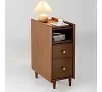 Mid Century Modern Nightstand Solid Wood Legs Minimalist Bedside Table with Open Storage Shelf Easy Assembly Practical End Side Table (Log Color 30 x 41 x 51 cm)