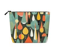 Mid Century Modern Retro con forme a goccia Versatile Travel Makeup Bag Travel Pouch con cerniera Accessori Organizer, Nero , Taglia unica, Beauty case