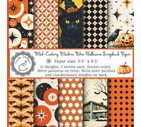 Mid-Century Modern Retro Halloween Scrapbook Paper: Vintage Autumn Craft Pad, 1950's and 1960's Theme, Fall Patterns, Double Sided for Papercrafts ... Memory Books, Gluebooks, Gift Decorating)