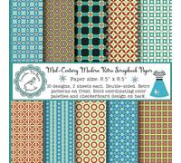 Mid-Century Modern Retro Scrapbook Paper: Vintage Craft Pad, Geometric Designs, Checkerboard Patterns, 1950's and 1960's Theme, Double Sided for ... Origami, Cardmaking, Gift Decorating)