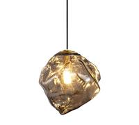 Mid Century Modern Smoke Grey Glass Pendant Light Fixture Vintage Industrial Ceiling Hanging Lamp Kitchen Island Ice Amber Blown Small Chandelier(Smoky Gray-20cm)