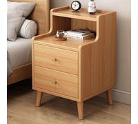 Mid Century Modern Tall Nightstand Stylish Bedside Table with Storage Drawers & Open Wood Shelf Vintage Bedroom Furniture for Dorm & Living Room 30cm Elevated Design