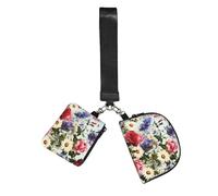 Mid-Century - Portamonete con portachiavi, a forma di goccia, con cinghia, doppia cerniera, portatile, per viaggi, palestra, uso quotidiano, Giardino Fiori di campo, One Size