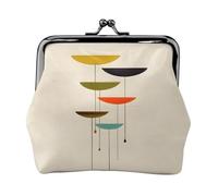 Mid Century - Portamonete da donna con stampa moderna con chiusura a bacio, mini portafoglio per carte e rossetto, borsa compatta morbida