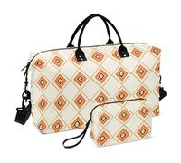 Mid Century Stile Moderno Modello A Forma Di Losanga Arancione Decorativo Bagagli Borsa Da Viaggio Palestra Sport Trasportare con Cinghia Regolabile per Viaggi di Lavoro 2 Pz Set Bolsa de Mano para
