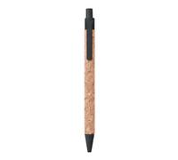 mid N. 10 Penne a sfera in vero Sughero e componenti in fibra di Paglia, refill blu, completamente ecologico green eco sostenibile (Nero)