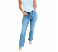 Mid Rise Button Fly Bootcut Jeans for Women, 2026 New Curvy Slim-Fit Trendy Bell Bottom Denim Pants with Pockets