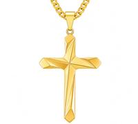 Midari Collana con croce in oro da uomo 18 K con ciondolo a forma di croce minimalista, ciondolo cristiano, regalo religioso