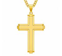 Midari Collana con croce in oro da uomo 18 K con ciondolo a forma di croce minimalista, ciondolo cristiano, regalo religioso