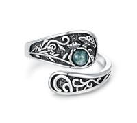 Midari Sole e luna/ape/celtico/vita di albero/loto cucchiaio anello per donne in argento Sterling 925 anello regolabile anello aperto per donne uomini Halloween regalo di compleanno, Regolabile