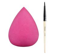 Midazzle BB3001 - Set di 2 spugne per il trucco ultra morbide con pennello per labbra in legno di alta qualità, con setole morbide e manico naturale