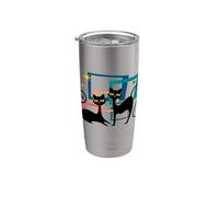 Midcentury Cats Mid Century Retro Atomic Age Space Kitten Bicchiere termico in acciaio inox doppia parete