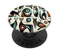 Midcentury Mid Century Cat Retro Atomic Age Space Modern PopSockets PopGrip Adesivo
