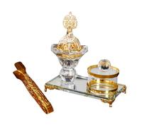 Middle Eastern Coil Incense Burner Holder With Tong, Decorative Candle Stand For Tabletop Aromatherapy, Yoga Spa Meditation Room And Tea House Ornament, Resistant & Easy To Maintain