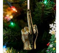 Middle Finger Ornament - Middle Finger Christmas Ornament, Golden middle finger naughty Xmas ornament, Funny Hand Gesture Holiday Home Decor White Elephant Gifts for Adults (one)