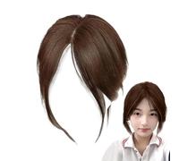 Middle Part Bangs - Extension per capelli sintetici con clip in con look naturale, resistente al calore finto bangs for women girls wig styling, lightweight soft invisible Hairpiece For Daily Wear or