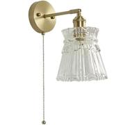 Middlees Glass Wall Light With Pull Cord Switch Vintage Hallway Stairs Wall Sconces Nordic Brass Bathroom Mirror Front Wall Mounted Lamp For Bedside Bedroom