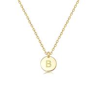 MIDDLUX Regalo unico personalizzato per lei, collane con iniziale per donne, collana con ciondolo a moneta incisa su entrambi i lati, gioielli in stile minimalista da indossare tutti i giorni, 16 + 2