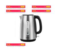 Midea Bollitore in acciaio inossidabile 1,7 L, bollitore senza BPA, funzione di ebollizione rapida da 2200 W, MKE17M1ADS-S. Grigio/Argento