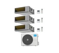 Midea Climatizzatore Canalizzato Trial Split serie A7 MTJ 9+9+18 con M4O-36FN8-Q Inverter R 32 Wi-Fi Optional Classe A++